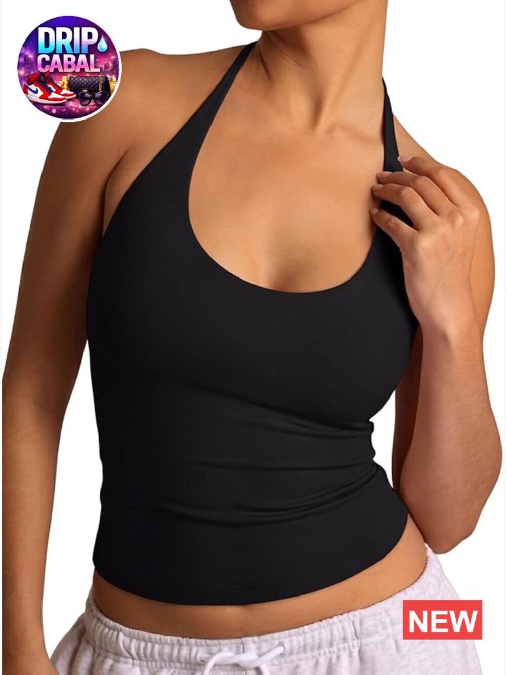 Halter Tank Top Backless Tie Scoop Neck Double Lined Summer Outfit